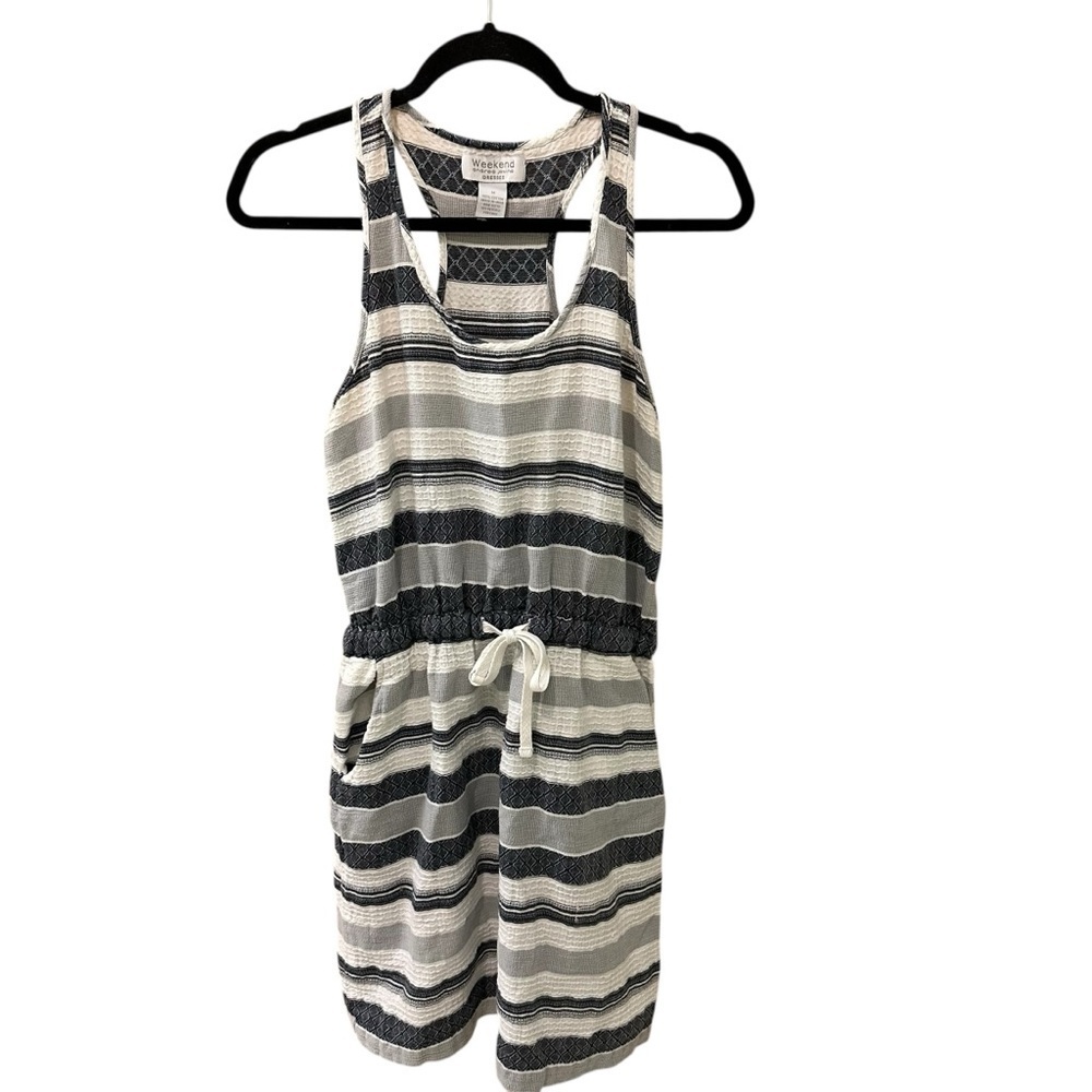 Andrea Jovine striped racer back athleisure tank dress summer beach casual